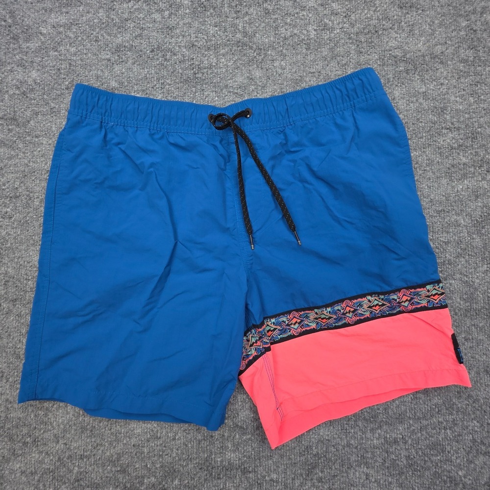 Vintage Billabong Swim Trunks Men's Medium Blue Pink 90's Stretch Y2K
